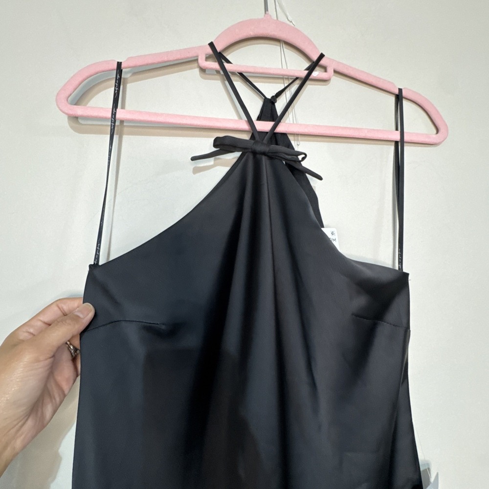 WAYF Womens Araceli Halter Strap Satin Slipdress Size Small Nwt Black #148 - Picture 5 of 16